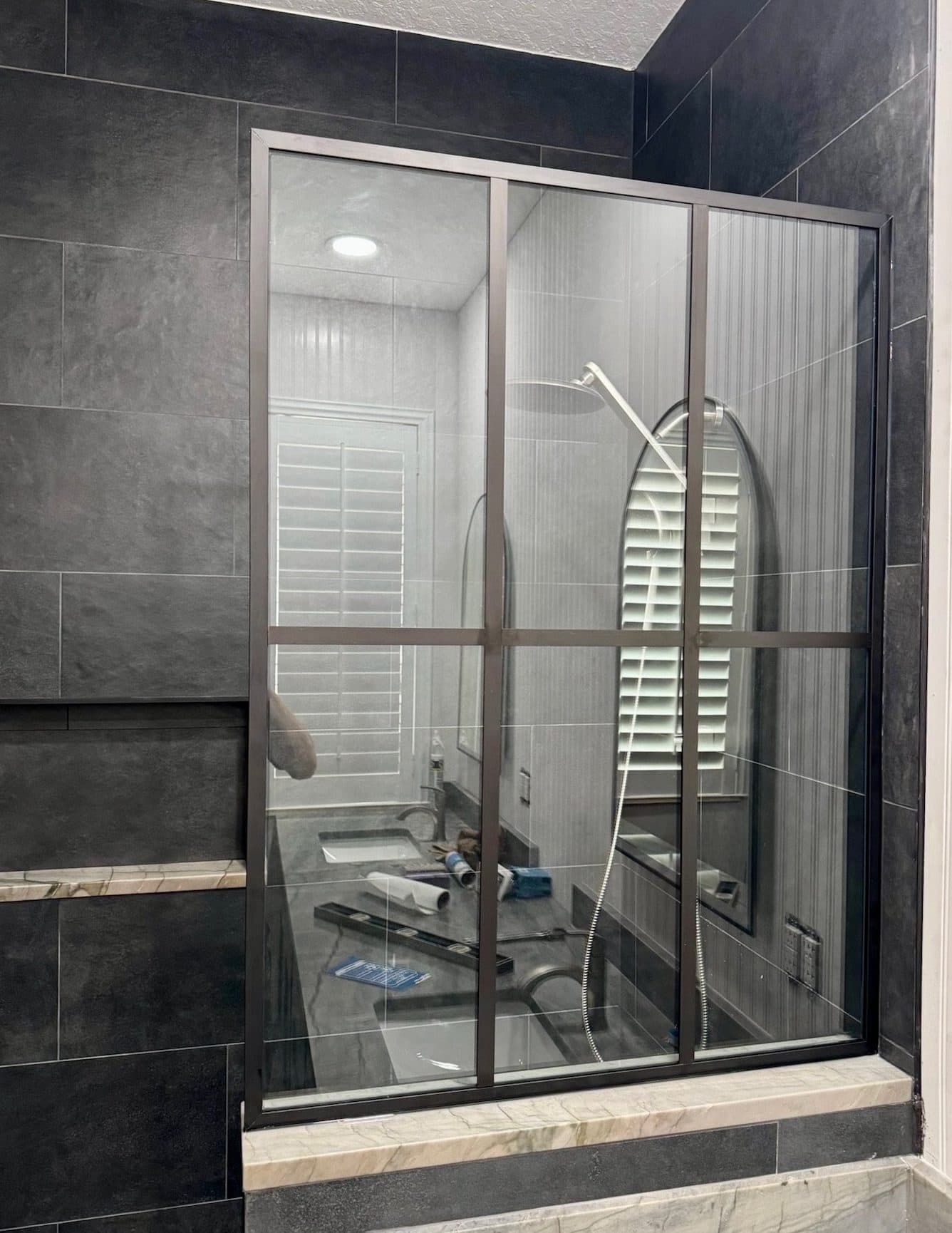 Custom Grid Style Shower Glass