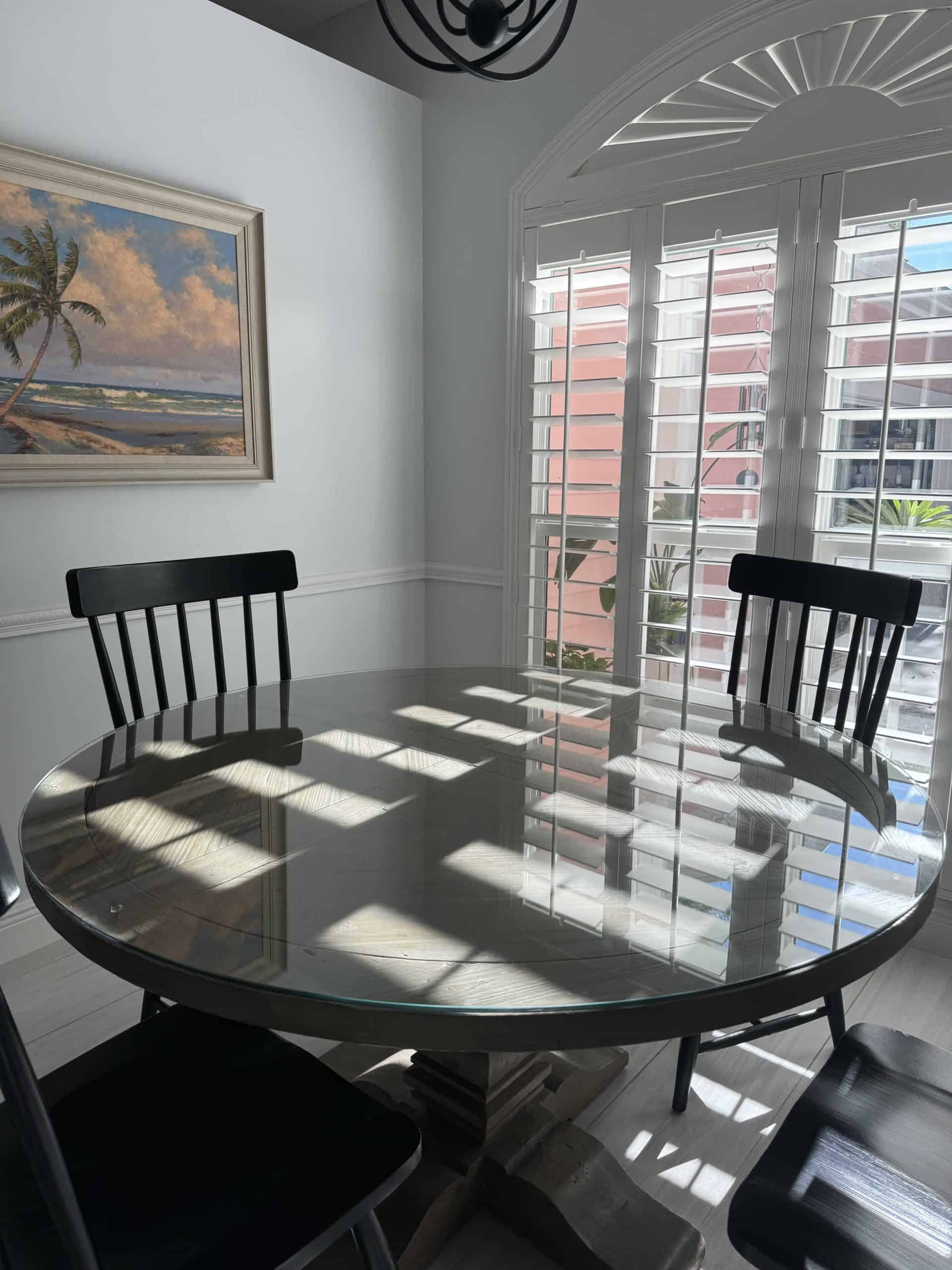 Custom glass tabletop installation in Port St. Lucie