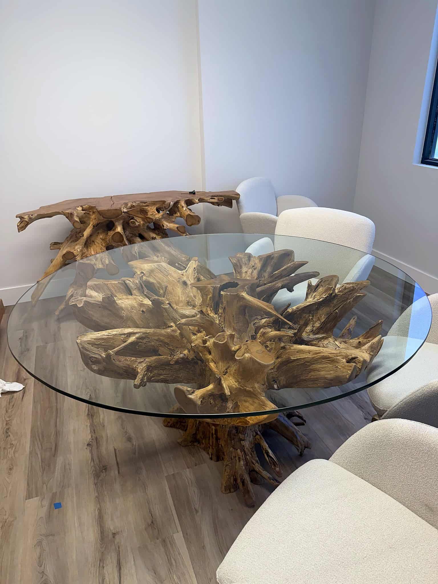 Custom glass tabletop installation in Boca Raton, FL